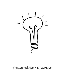 Electic light bulb hand drawn pictogram. Scribble idea sign. Vector illustration.