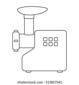 Electical meat grinder icon in outline style isolated on white background. Household appliance symbol stock vector illustration.