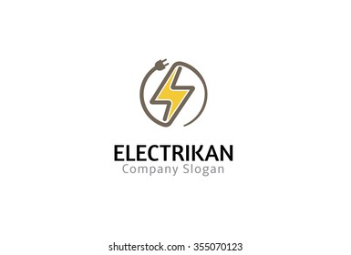 Electikan Thunder Circle Logo Vector Design Illustration