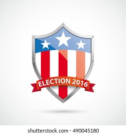Election 2016 protection shield on the white background. Eps 10 vector file.