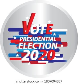 Election 2020 round badge on white. Abstract American brochure or poster template.