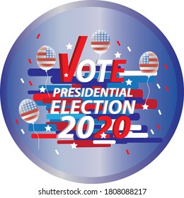 Election 2020 round badge on white. Abstract American brochure or poster template. Illustration Vector