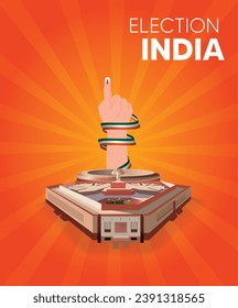 election 2024 poster with Indian new parliament vector poster