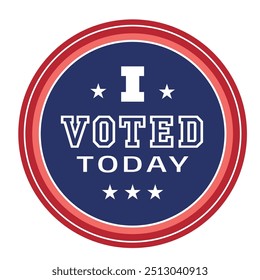 Election 2024. Vote USA. I voted text. Voting concept. Blue round politics sticker.