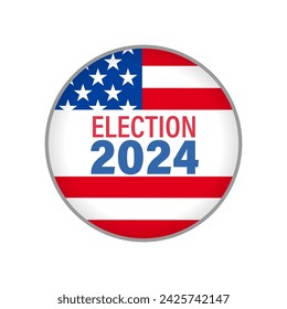 Election 2024 Voting USA round emblem. Presidential Election US concept, November 5. Vector illustration