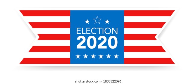 Election in America 2020. Presidential voting day banner. American flag poster on white background. USA motivation banner. Isolated poster with stars and stripes with shadow. EPS 10