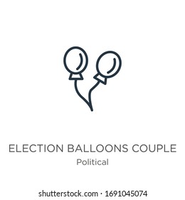 Wahlballons paaren Ikone. Dünne lineare Wahlballons paar Umrisse Symbol einzeln auf weißem Hintergrund aus der politischen Kollektion. Vektorillustration der Linie, Symbol für Web und Mobilfunk