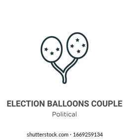 Election balloons couple outline vector icon. Thin line black election balloons couple icon, flat vector simple element illustration from editable political concept isolated stroke on white background