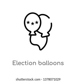 election balloons couple vector line icon. Simple element illustration. election balloons couple outline icon from political concept. Can be used for web and mobile