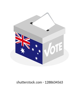Election ballot box with a combination of Australian country flags