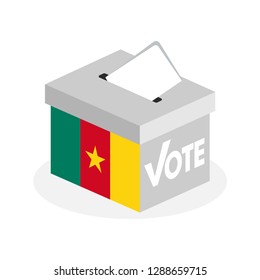 Election ballot box with a combination of the Cameroon country flag