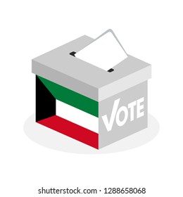 Election ballot box with a combination of Kuwait country flags