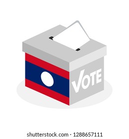 Election ballot box with a combination of the Laos state flag