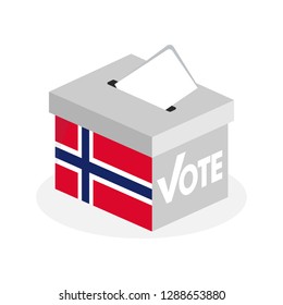 Election ballot box with a combination of Norwegian country flags.