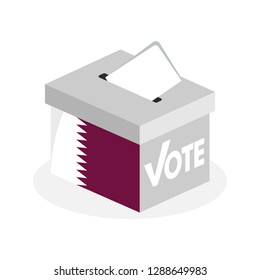 Election ballot box with a combination of the Qatar state flag
