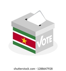 Election ballot box with a combination of the Suriname state flag