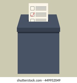 Election. A ballot box with the paper on the light background. Flat style. Political concept.