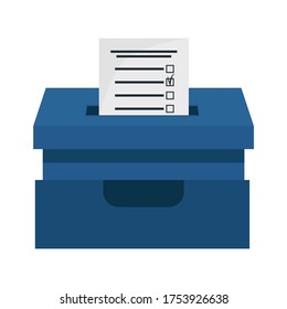 Election. Ballot box with a ballot. Vector illustration in cartoon style for design and web isolated on a white background.