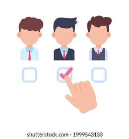 Vector de boleta electoral. La mano que sostiene la tarjeta de votación de la mayoría de la gente al elegir.