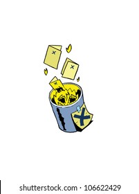 Election Ballots Burning in Trash Can