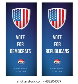 Election banner set with USA flag