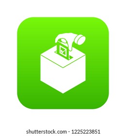 Election box icon green vector isolated on white background