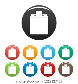 Election box icons set 9 color vector isolated on white for any design