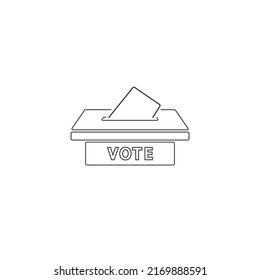 Icono de la línea de la casilla electoral. Diseño de línea delgada mínima. Señal plana de los iconos de contorno del vector