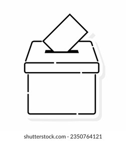 Election box. Minimalist and elegant ballot box in thin line. Donation box.