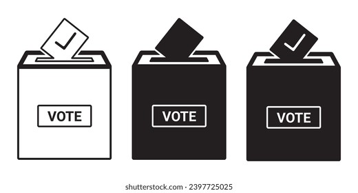 election box, Outline vector illustration, Isolated white, democracy politics vote, check list line icon