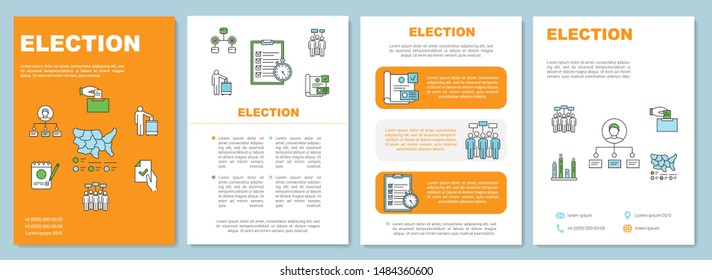 Election brochure template layout. Citizens ballot. Flyer, booklet, leaflet print design, linear illustrations. Holding voting. Vector page layouts for magazines, annual reports, advertising posters