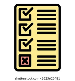 Konturvektor des Wahlbulletins. Abstimmungsbox. Online-Abstimmung Farbe flach