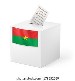Election in Burkina Faso: ballot box with voting paper on white background