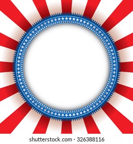 Election ButtonAn American election button over stripes and a gradient background. 