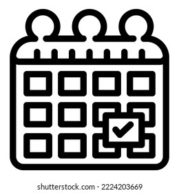 Vector de contorno de icono del calendario electoral. Votar la encuesta. Público de la encuesta