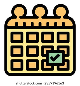 Election calendar icon outline vector. Vote poll. Survey public color flat