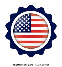 Botón de campaña electoral con la bandera de Estados Unidos - Vector