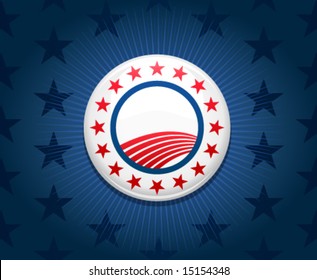 Election Campaign Button On Blue Star Background