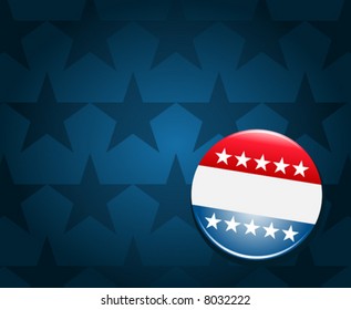 Election campaign button on blue background