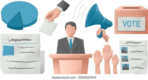 election and campaigning set vector illustration