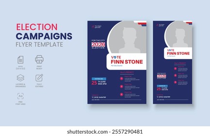 Election Campaigns Flyer Template, Political Flyer, Vote Flyer, DL Election Campaigns Flyer, Roll Up Banner