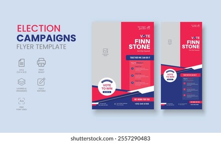 Election Campaigns Flyer Template, Political Flyer, Vote Flyer, DL Election Campaigns Flyer, Roll Up Banner