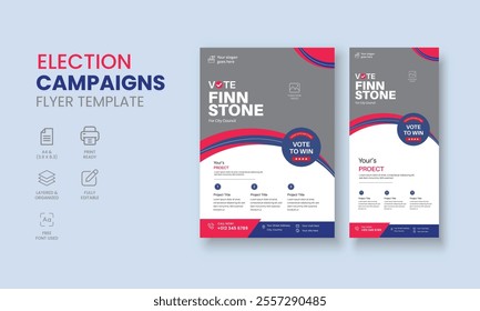 Election Campaigns Flyer Template, Political Flyer, Vote Flyer, DL Election Campaigns Flyer, Roll Up Banner