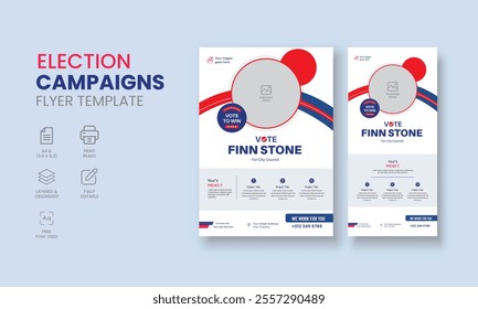 Election Campaigns Flyer Template, Political Flyer, Vote Flyer, DL Election Campaigns Flyer, Roll Up Banner