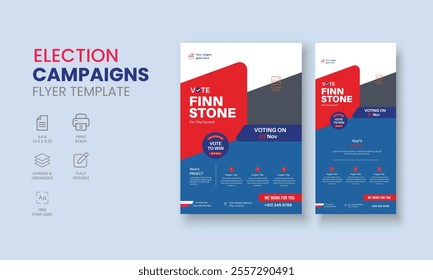 Election Campaigns Flyer Template, Political Flyer, Vote Flyer, DL Election Campaigns Flyer, Roll Up Banner