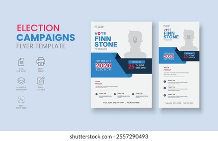 Election Campaigns Flyer Template, Political Flyer, Vote Flyer, DL Election Campaigns Flyer, Roll Up Banner