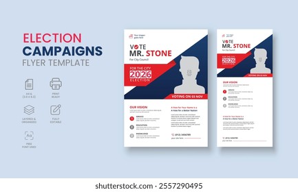 Election Campaigns Flyer Template, Political Flyer, Vote Flyer, DL Election Campaigns Flyer, Roll Up Banner