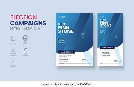 Election Campaigns Flyer Template, Political Flyer, Vote Flyer, DL Election Campaigns Flyer, Roll Up Banner