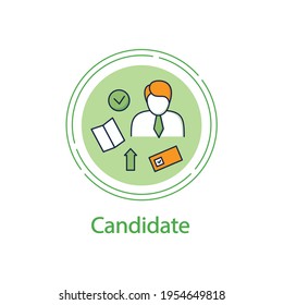 Election candidate concept icon. Politician. Elected applicant. Choice, vote concept. Democracy. Parliamentary or presidential elections.Vector isolated conception metaphor illustration