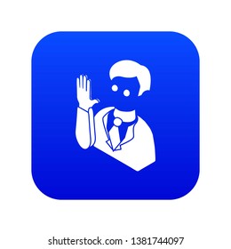 Election candidate oath icon blue vector isolated on white background
